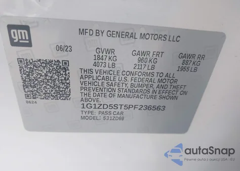 2023 Chevrolet Malibu Fwd 1Lt из США, поврежденный, VIN 1G1ZD5ST5PF236563